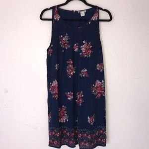 Dressy navy floral shift dress